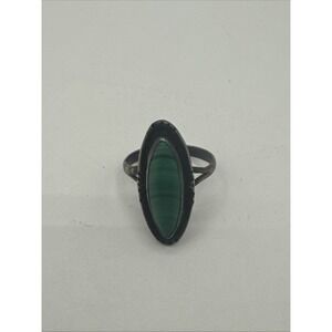 VTG 925 Native American Sterling Silver Green Turquoise Ring Sz 8 Signed ECOI